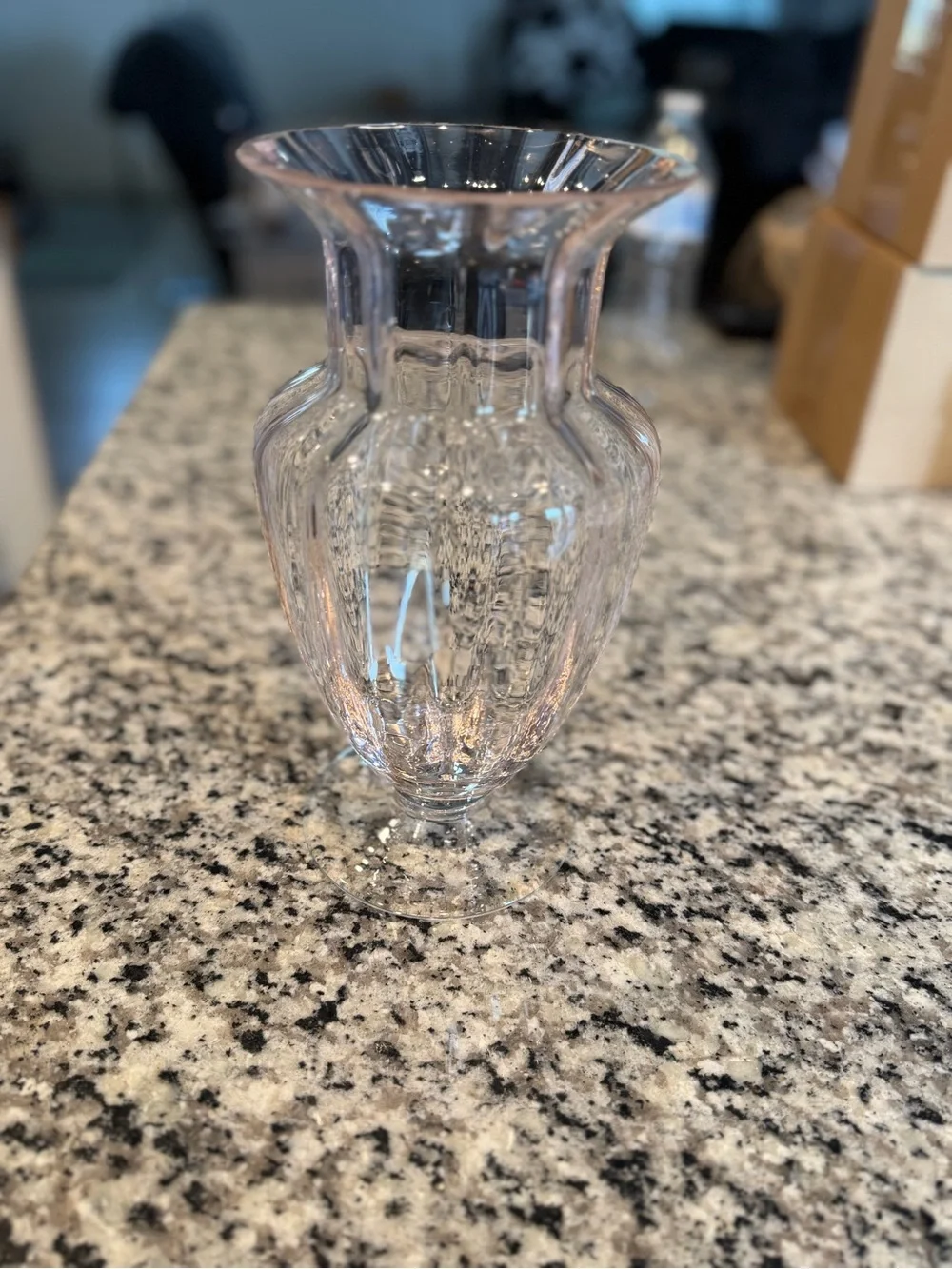 Vintage Tiffin Style Pink Ribbed glass vase